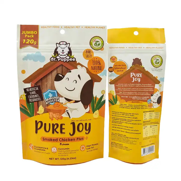 Bolsas de papel kraft sellables térmicamente personalizadas para productos comestibles Bolsas de seguridad con cremallera para bolsas de comida para mascotas