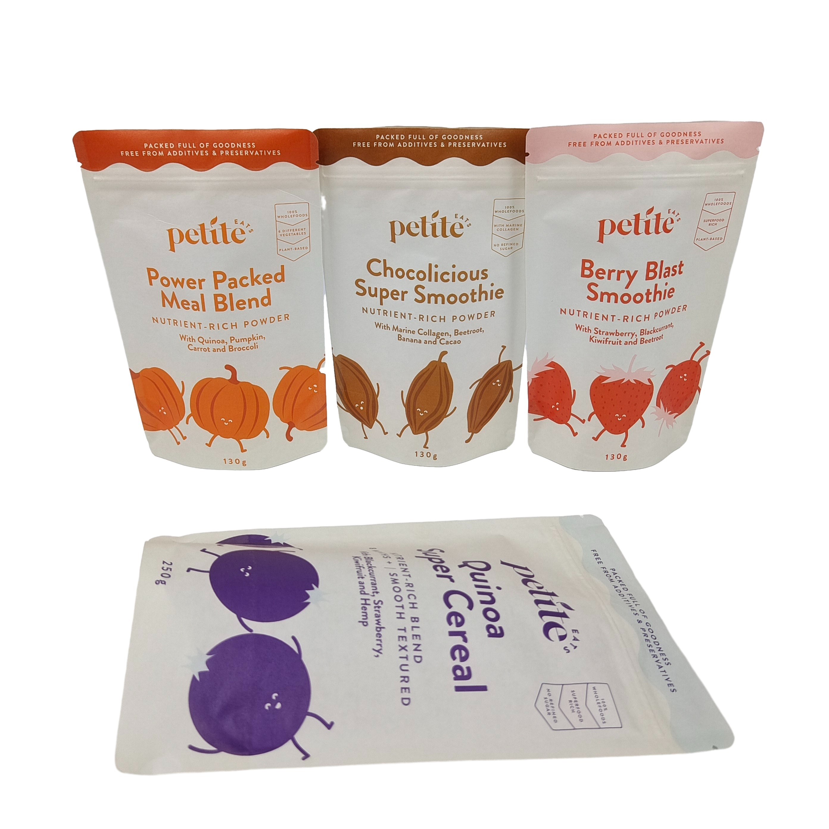 Bolsas de pie biodegradables con logotipo de cierre de cremallera personalizado Impreso Bolsa de muñecos para embalaje de café y té Bolsas de alimentos