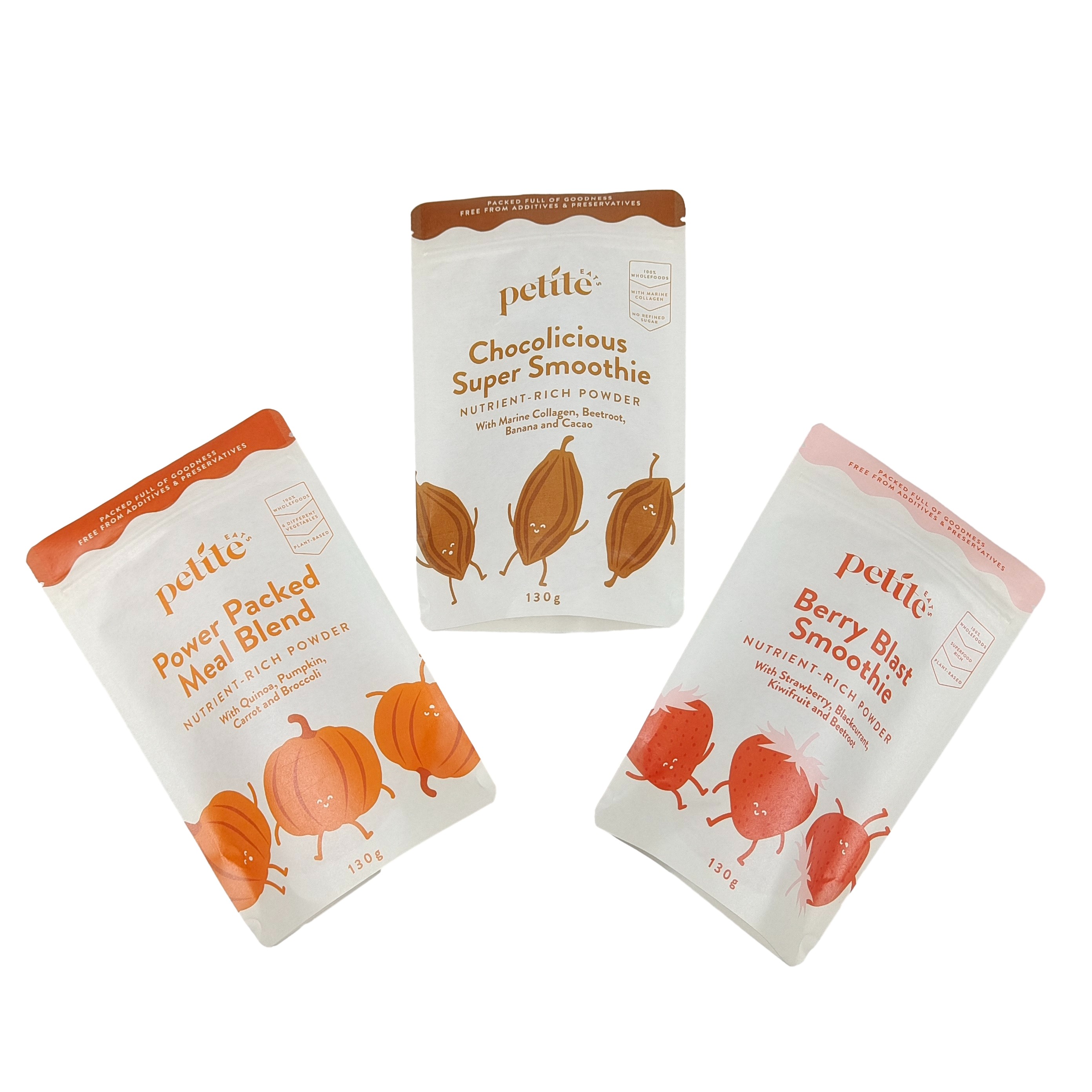 Diseño personalizado de alta calidad Impreso bolsas biodegradables reabribles con cerradura Bolsas de papel Kraft Bolsas de comida para mascotas