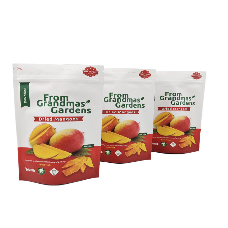 Bolsa de papel Kraft personalizada para mango seco de frutas recicladas bolsas de Mylar reabribles