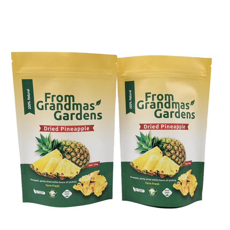 Estampilla de oro reutilizable impresa a medida Bolsa de papel Kraft Impresión digital Bolsas Mylar ecológicas