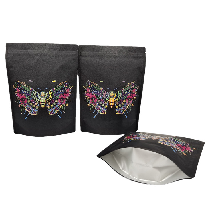 Bolsas personalizadas de Mylar vuelven a cerrar Bolsas de embalaje de papel Kraft para flores Bolsa de cremallera biodegradable con UV spot