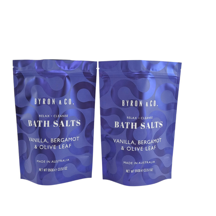 Bolsa de embalaje reabrible con cerradura de cremallera de plástico de baño de sal, exfoliante para el cuerpo, bolso de pie con cremallera