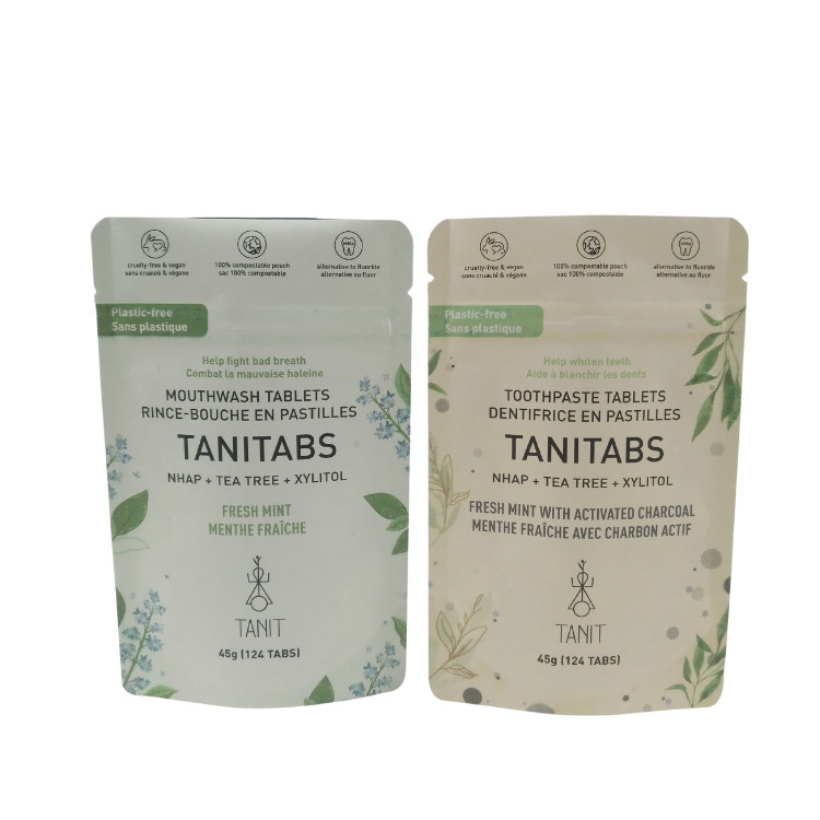 Bolsas para el embalaje de alimentos biodegradables de plástico vertical con cremallera de aluminio envasado de papel personalizado bolsas mate biodegradable