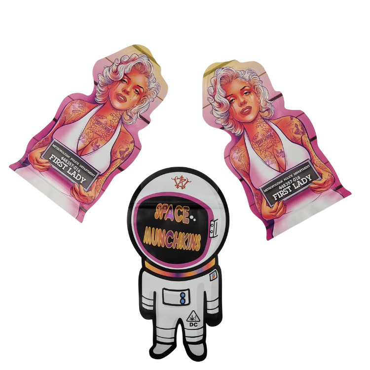 Impresión personalizada Forma Mini Bolso Mylar 1g 3.5g 7g 14g 28g Hongo Resistente a los niños y olores Proof Soft Touch Cali Pack Bolso Mylar