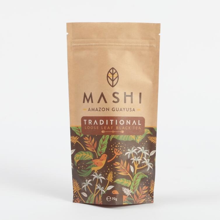 Papel Kraft biodegradable a medida Bolsas de embalaje con cerradura por cremallera para té y café en polvo