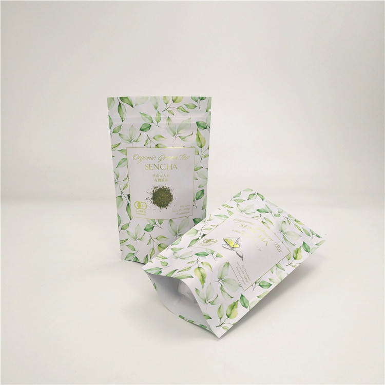 co amigable 3 lados bolsas de papel kraft selladas térmicamente reciclar el logotipo negro impreso pequeñas bolsas de papel de 5 gramos