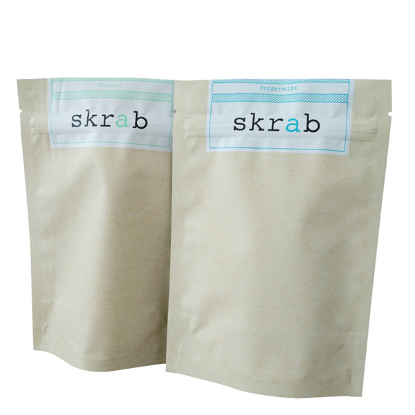 Bolsas de papel plateado de pie con diseño de embalaje Doy para embalajes de exfoliante de cuerpo de café