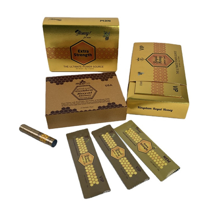 Impresión de oro personalizada Vital Vip Honeys envasado bolsas de flores HMF Royal Honey Vip para él Vital Vip Honeys envasado