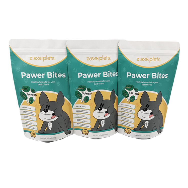 Bolsa de embalaje impresa de papel Kraft para mascotas Bolsas a prueba de olor con logotipo