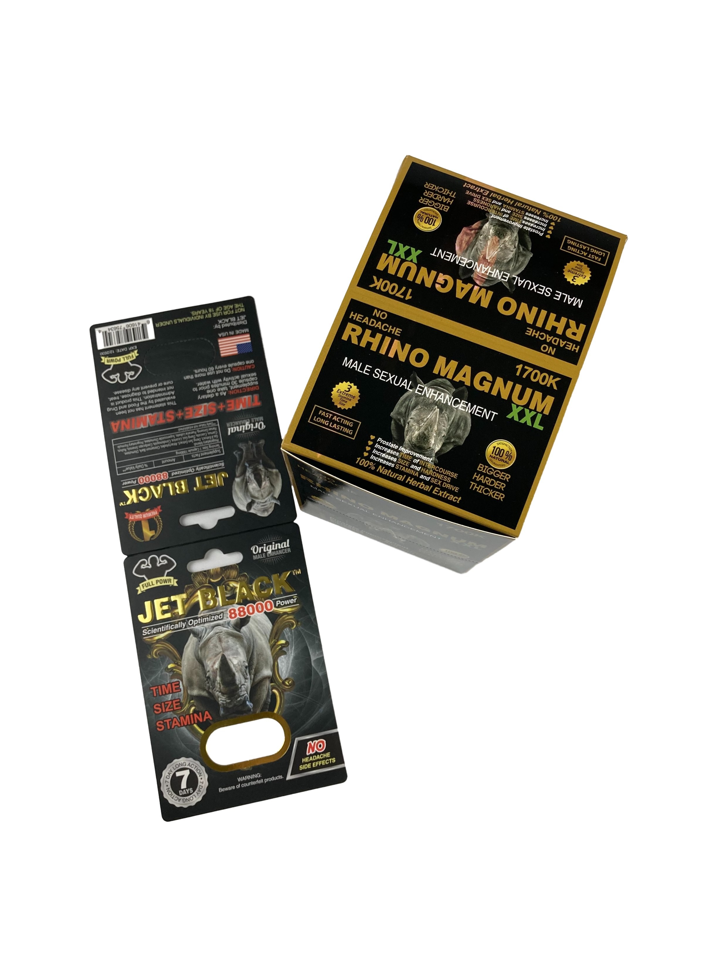 Compras al por mayor de pastillas impresas a medida para rinocerontes Embalaje Cajas de papel con cartón de papel Embalaje de pastillas para mejorar el tamaño