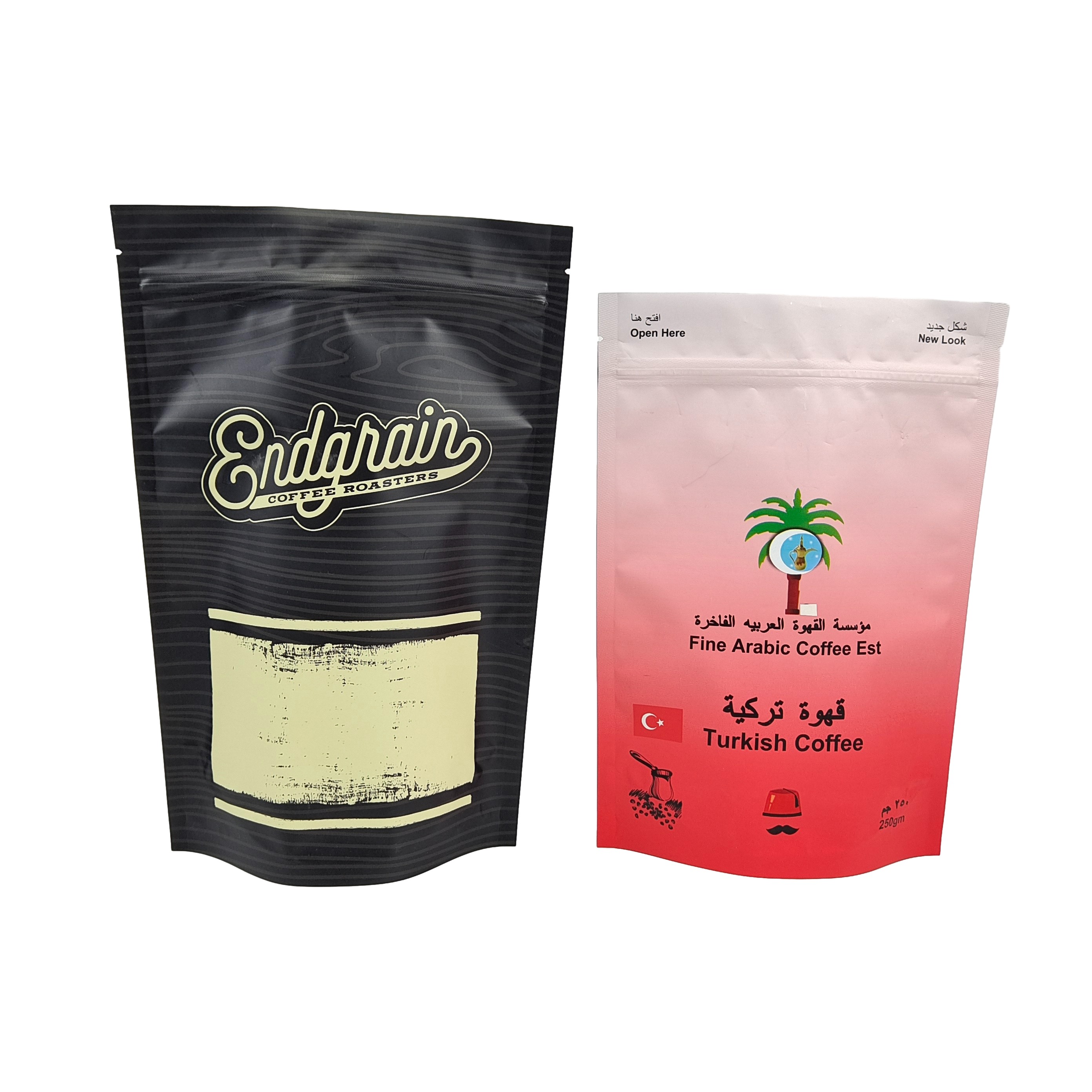 Bolsas de sellado de diseño personalizado de papel de aluminio con cierre de cremallera Bolsas de sellado de diseño personalizado Bolsas de embalaje de alimentos de café Bolsas de pie