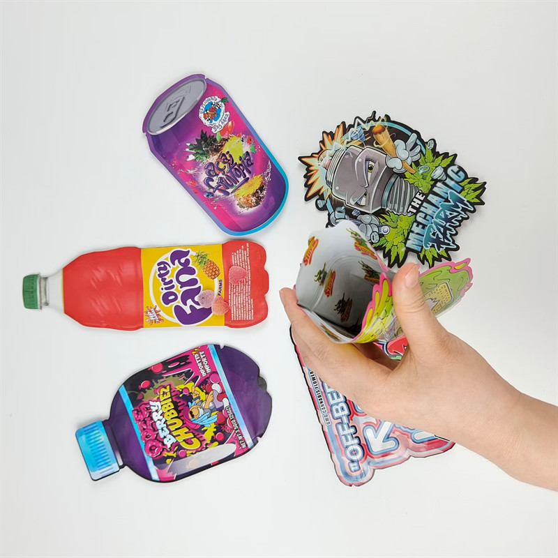 Diseño de impresión de logotipo personalizado 3.5g Bolsas de almacén de corte a presión Bolsas a prueba de olor irregulares Bolsas de cremallera de corte a presión Mylar