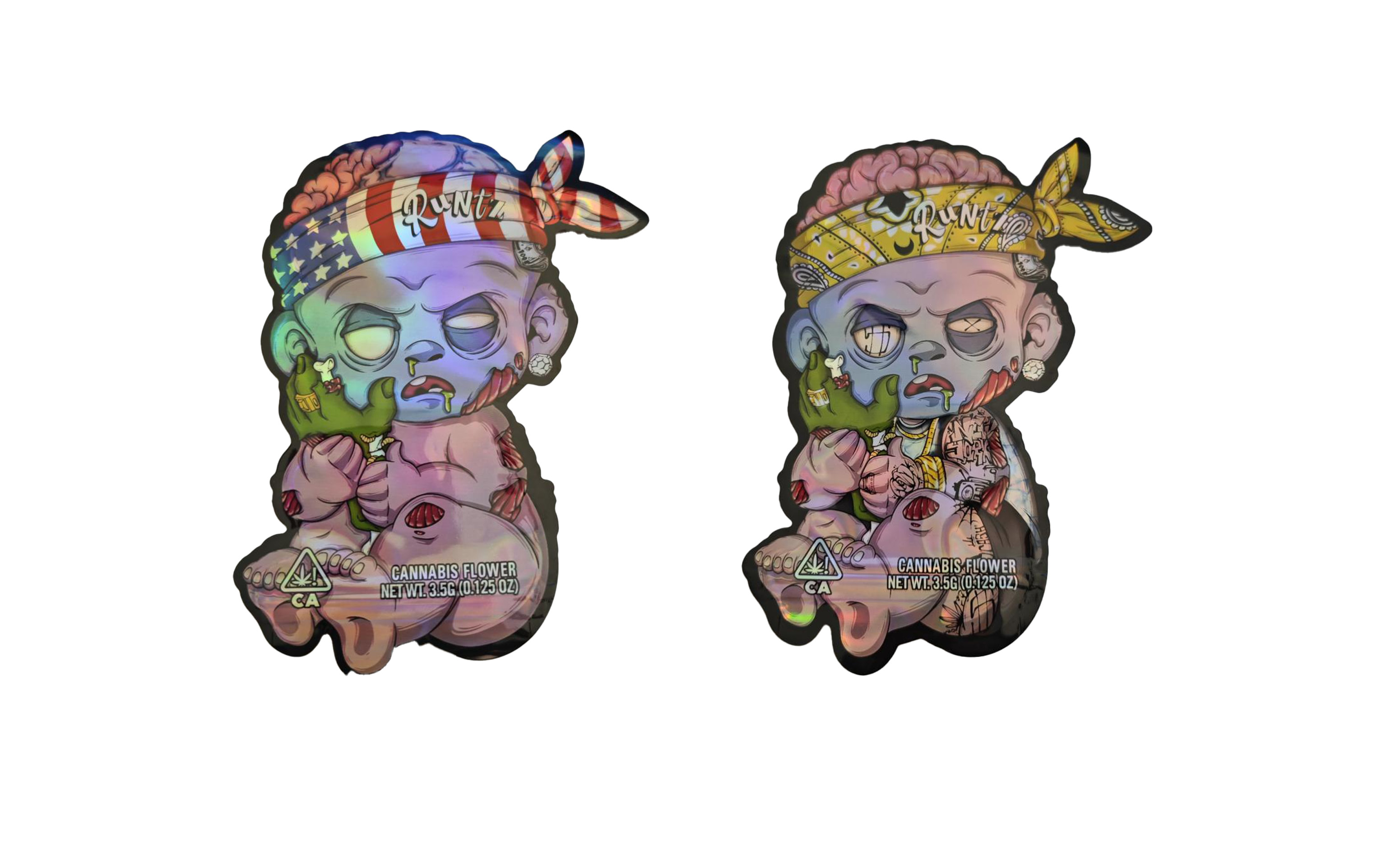 Diseño personalizado Dieta de corte circular Dieta de corte de Mylar Bolsa de grado alimenticio 3.5g A prueba de olor Forma personalizada Dieta de corte de Mylar Bolsa