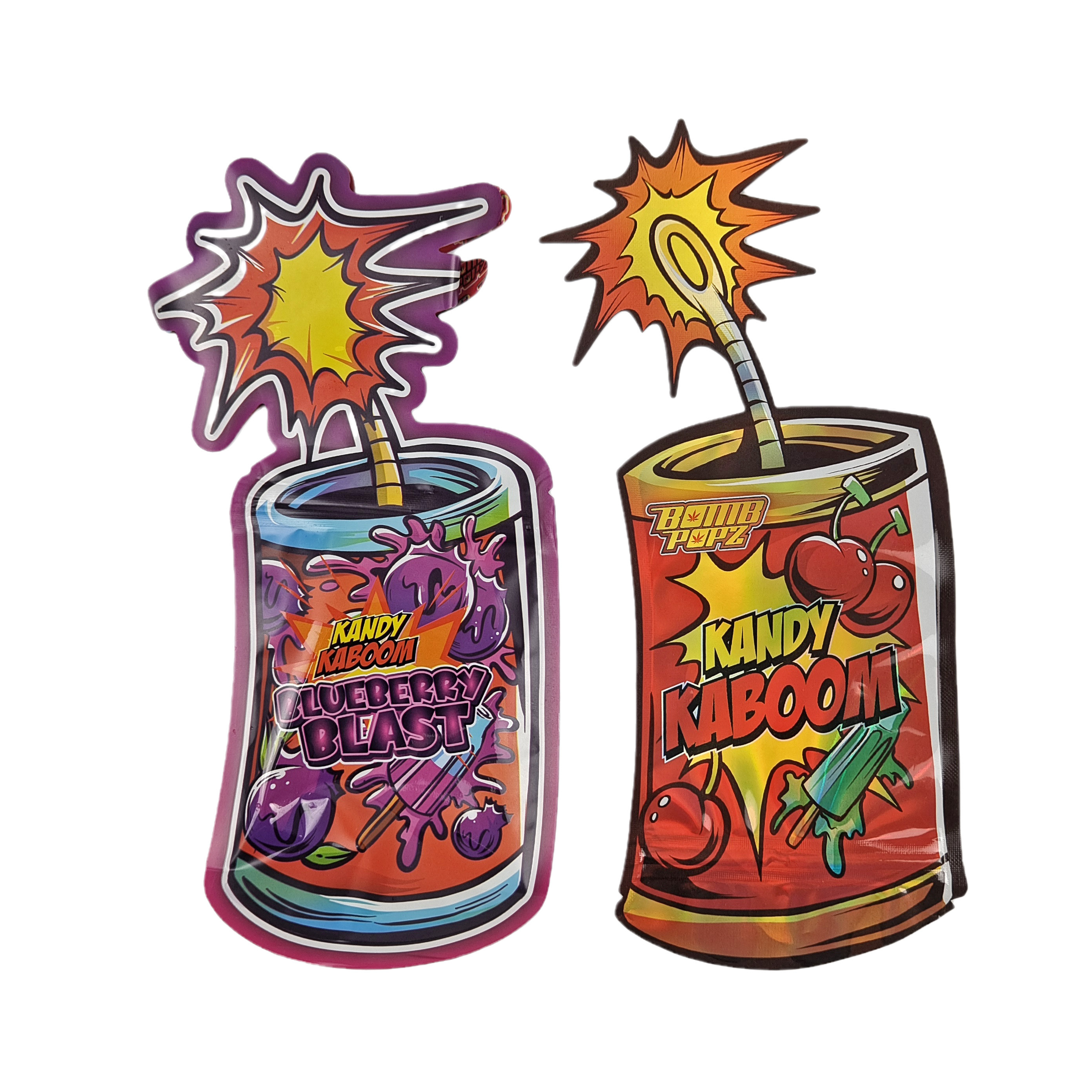 Diseño personalizado Impreso con corte a presión con cremallera de forma especial Embalaje de plástico irregular 3.5g Bolsa Mylar