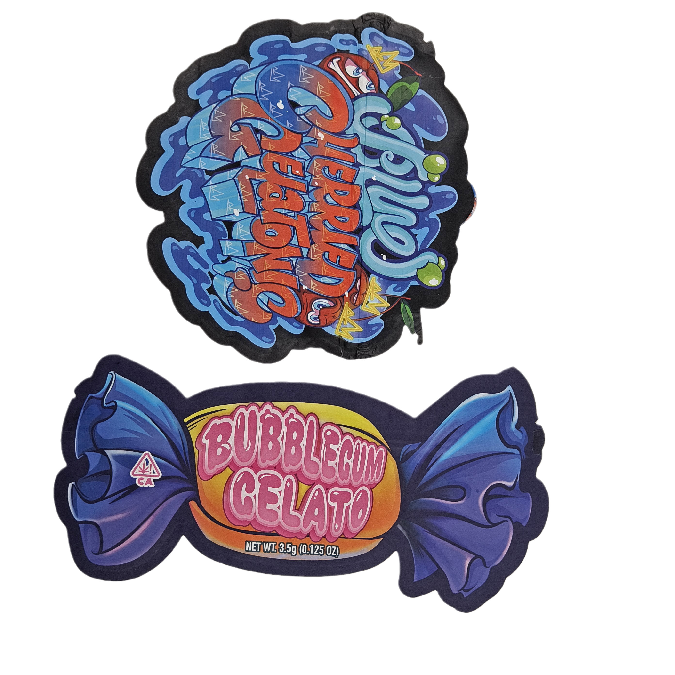 Bolsas de embalaje de forma irregular Bolsas de corte a presión de papel holográfico Bolsas de corte a presión de plástico Mylar de forma especial de 3,5 g Bolsas de corte a presión