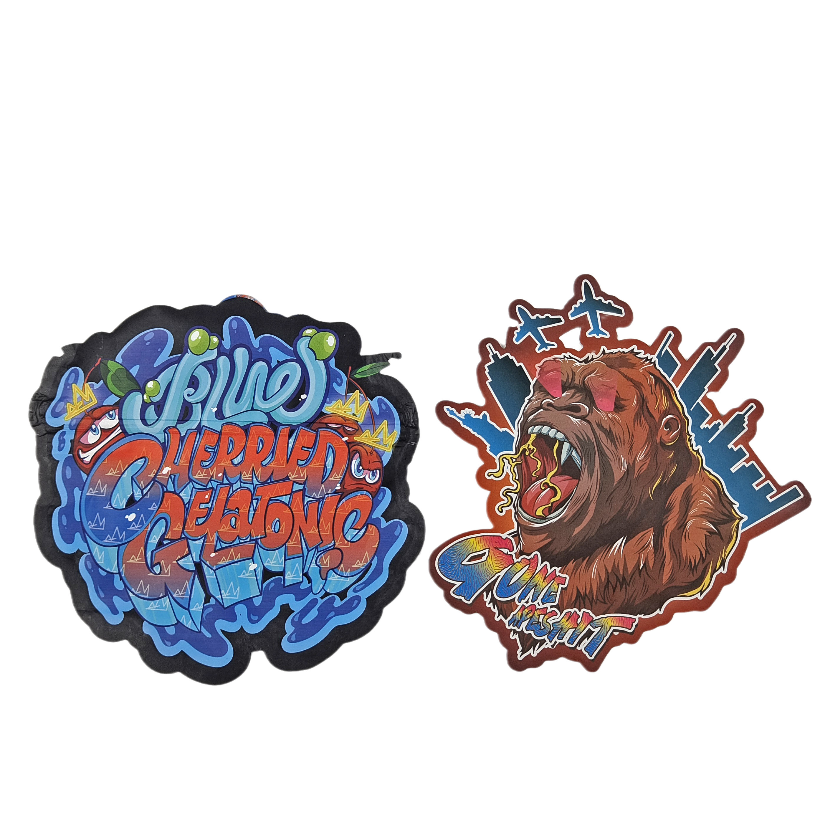 Diseño personalizado Bolsas impresas de Mylar embalaje de plástico de tacto suave Bolsas Mylar de 3,5 g de corte a presión Bolsas irregulares embalaje