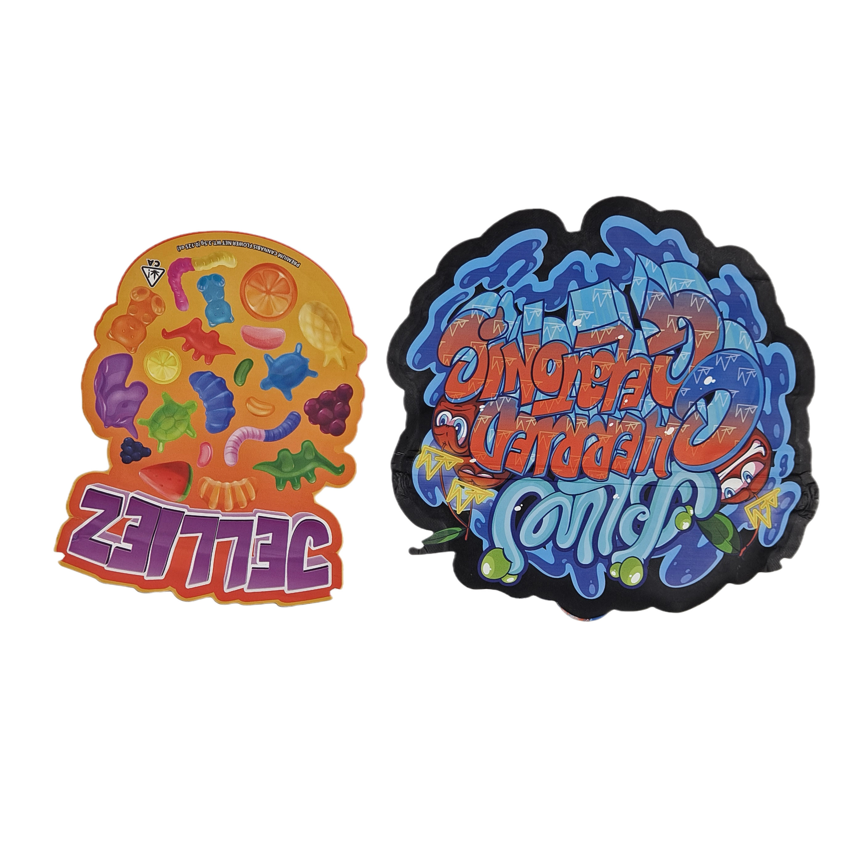 Impresión personalizada con toque suave Holographic Die Cut Irregular Forma especial de plástico con cremallera Bolsa de embalaje de alimentos Mylar