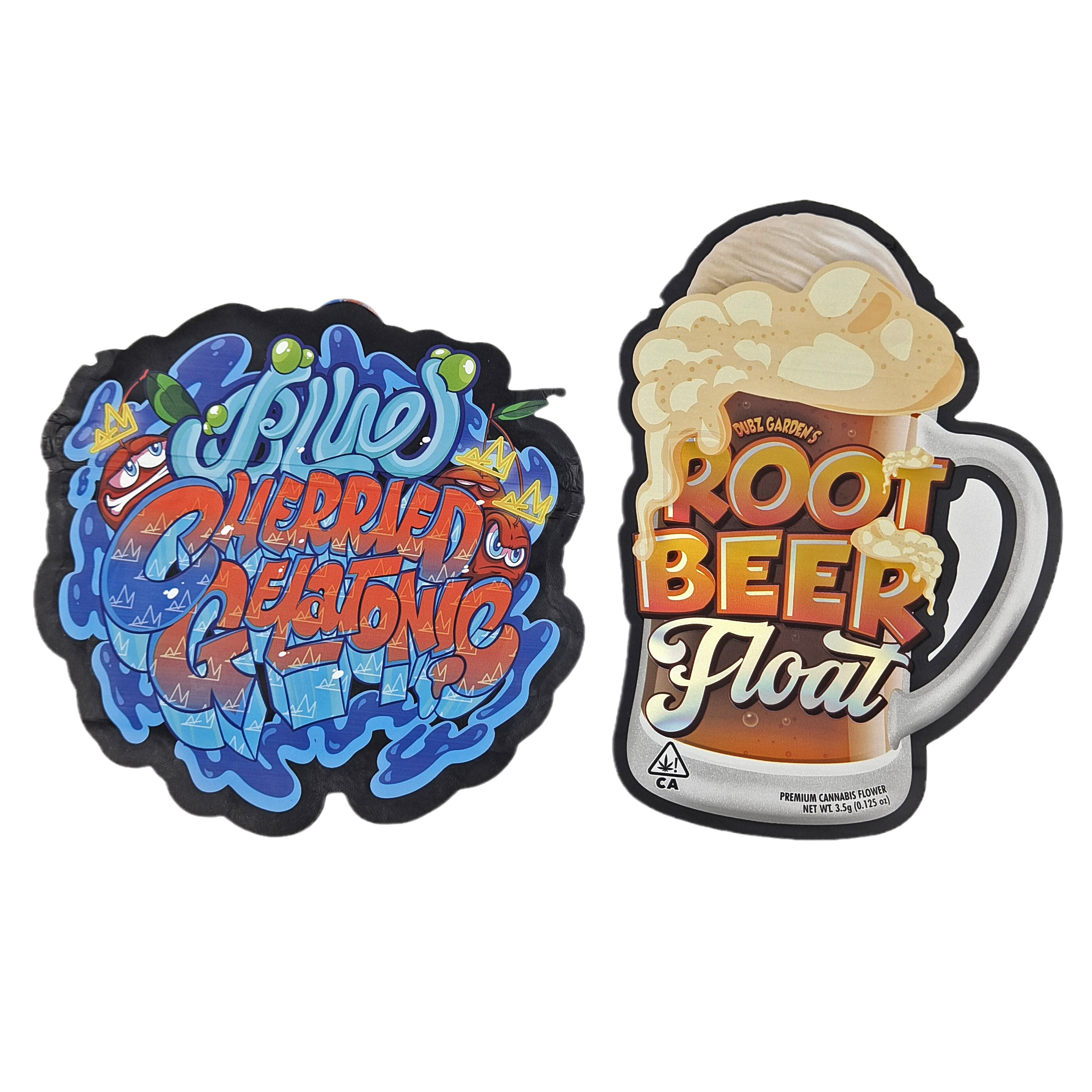 Envases de plástico a prueba de niños con cremallera 3.5g de grado alimenticio de forma personalizada