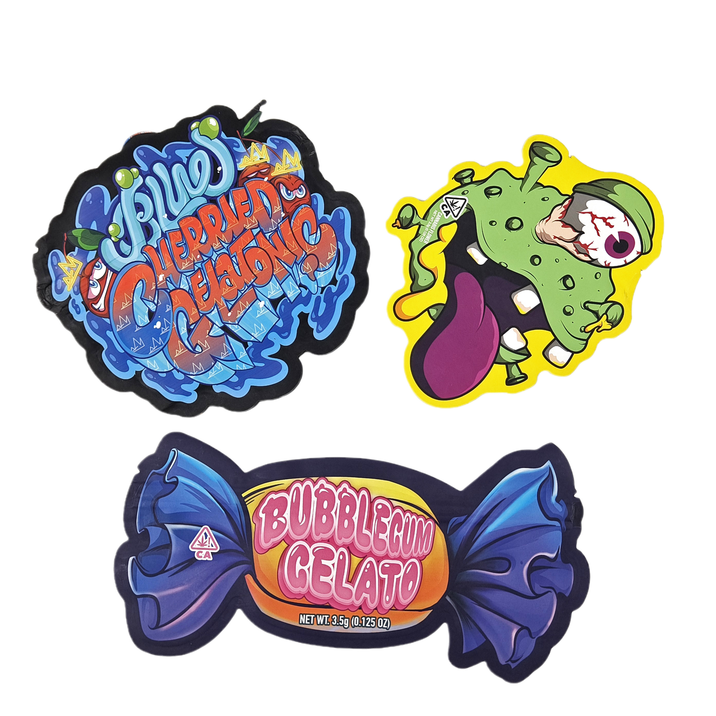 Bolsa de papel de cerradura 3.5g 7g 14g Forma especial Embalaje personalizado Alimentos A prueba de olor Bolsa Mylar de corte a presión