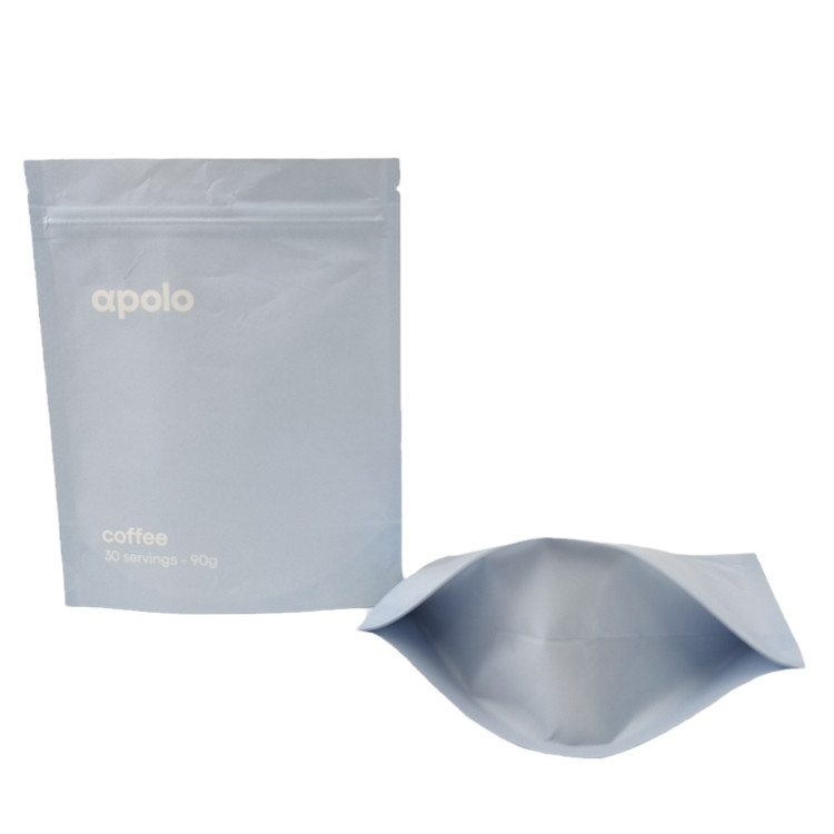Bolsas de papel Kraft impresas a medida Bolsas de cremallera para polvo de granos de café