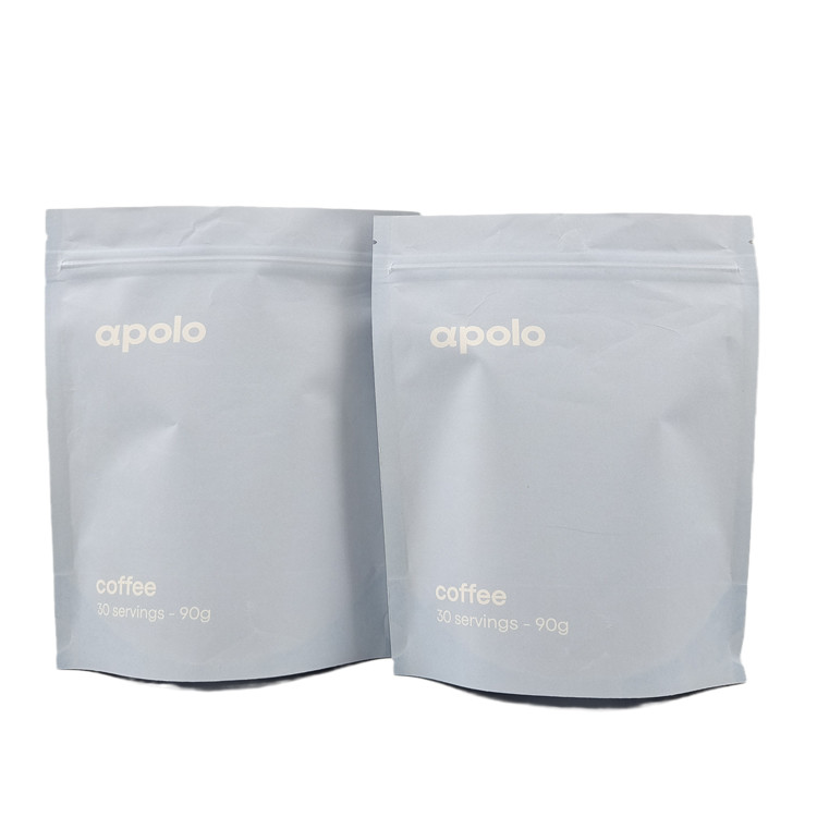 Venta caliente cuCstom Bolsa de papel kraft de impresión ecológica reabreble para polvo de proteína de café