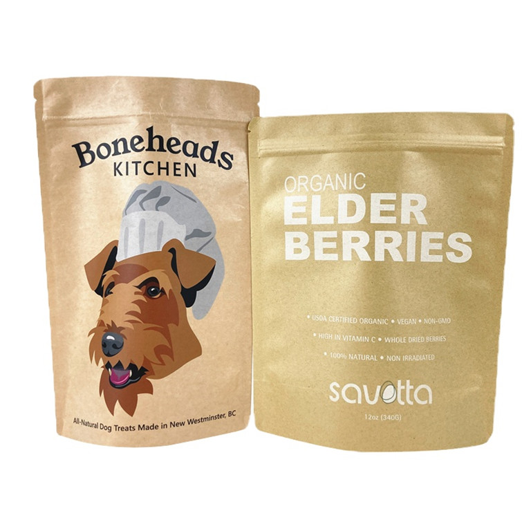 Impresión digital Logotipo personalizado Bolsas de papel kraft blanco para mangos Nueces en polvo Alimentos para mascotas Papel biodegradable a prueba de olor
