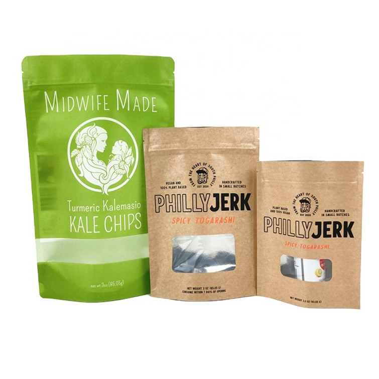 Logotipo privado personalizado Bolsas de papel Kraft Blanco para galletas Pastel Nueces Comestibles Polvo Alimentos para mascotas 100% biodegradable A prueba de olor B