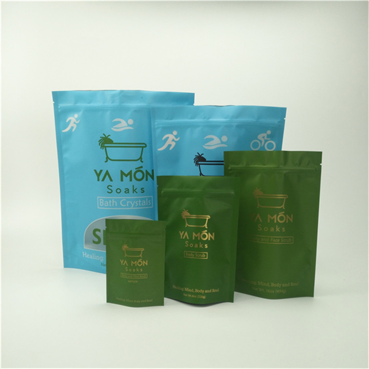 Material ecológico y seguro acabado mate bolso de pie con cremallera bolsas de embalaje de plástico de grado alimenticio a prueba de humedad