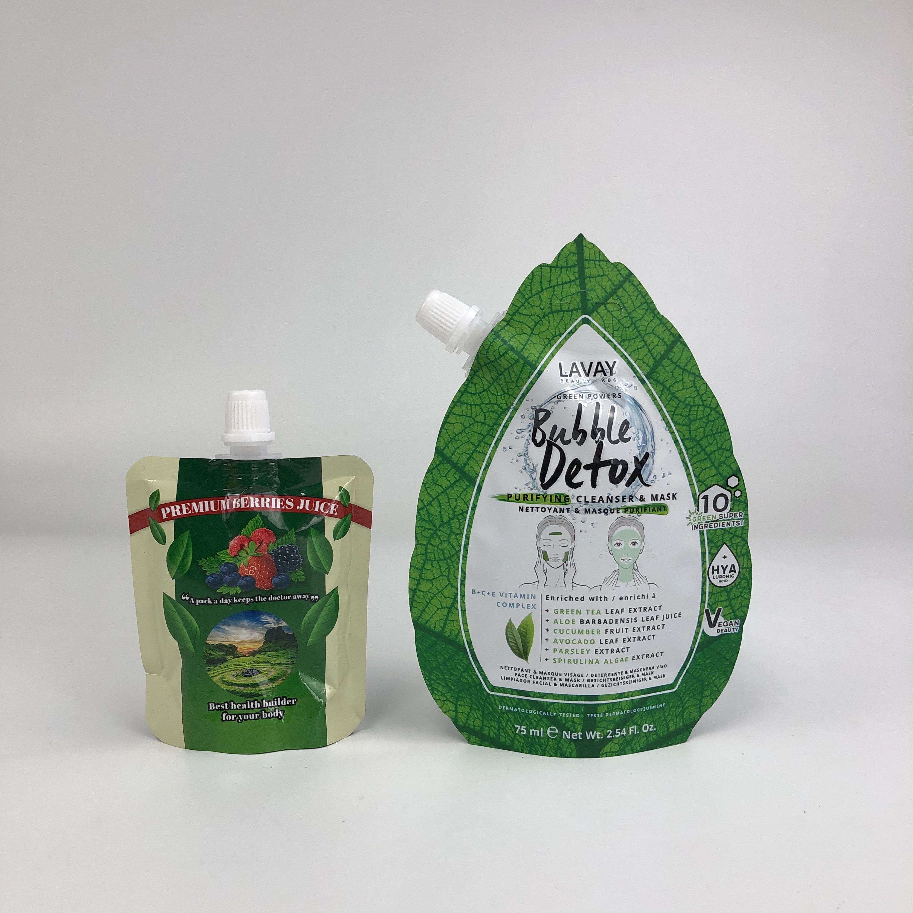 Logotipo personalizado de alta calidad Impreso Nuevo diseño Bolsas de chorro reutilizables Alimentos Bebidas Zumo Contenedor de leche Bolsas sellables