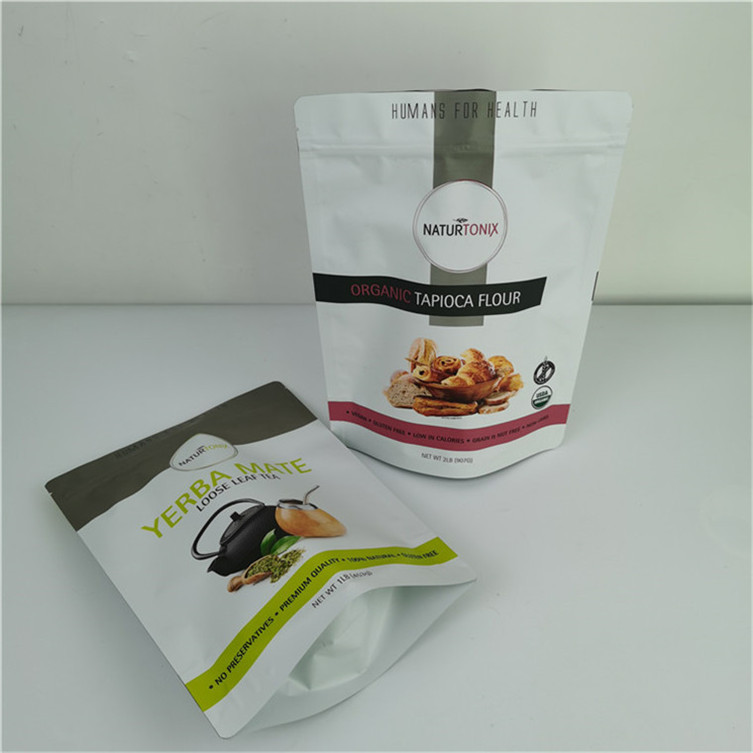 Amigable al medio ambiente Logotipo privado personalizado Embalaje de almacenamiento liso Bolsa de papel plástico para polvo