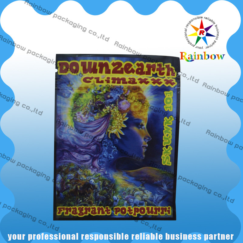 Down2earth/Geeked para arriba/las bolsas de plástico herbarias de la cremallera del incienso del oro de Diablo a prueba de humedad