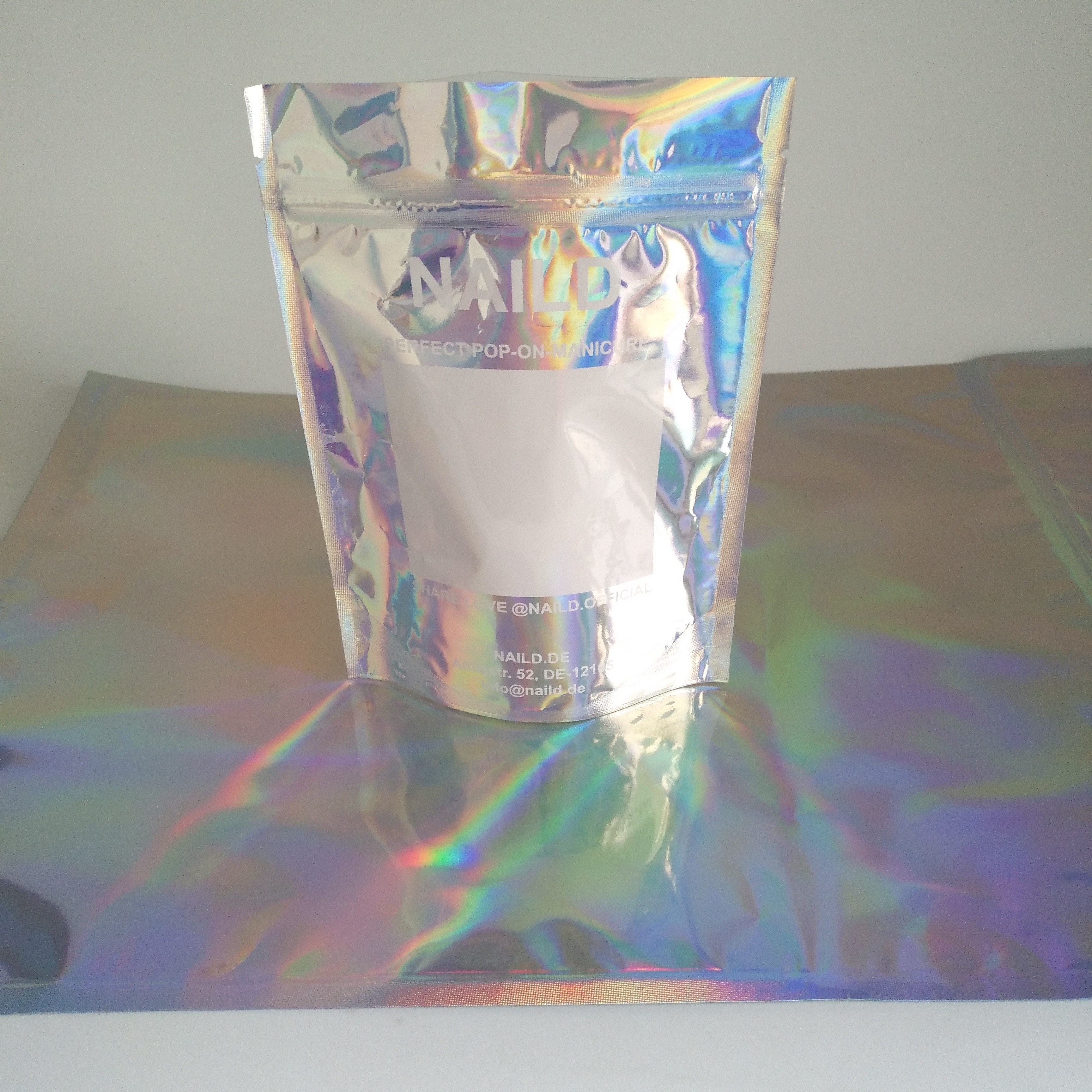 3 bolsos Ziplock olográficos sellados lado de Mylar para los productos del exfoliante corporal del polvo
