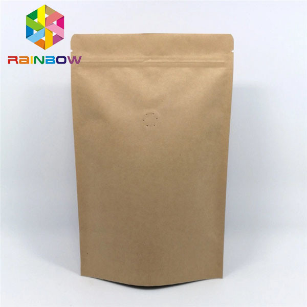 Levántese las bolsas de papel modificadas para requisitos particulares plásticas de la bolsa de papel de Brown Kraft con la cerradura de la cremallera para el grano de café
