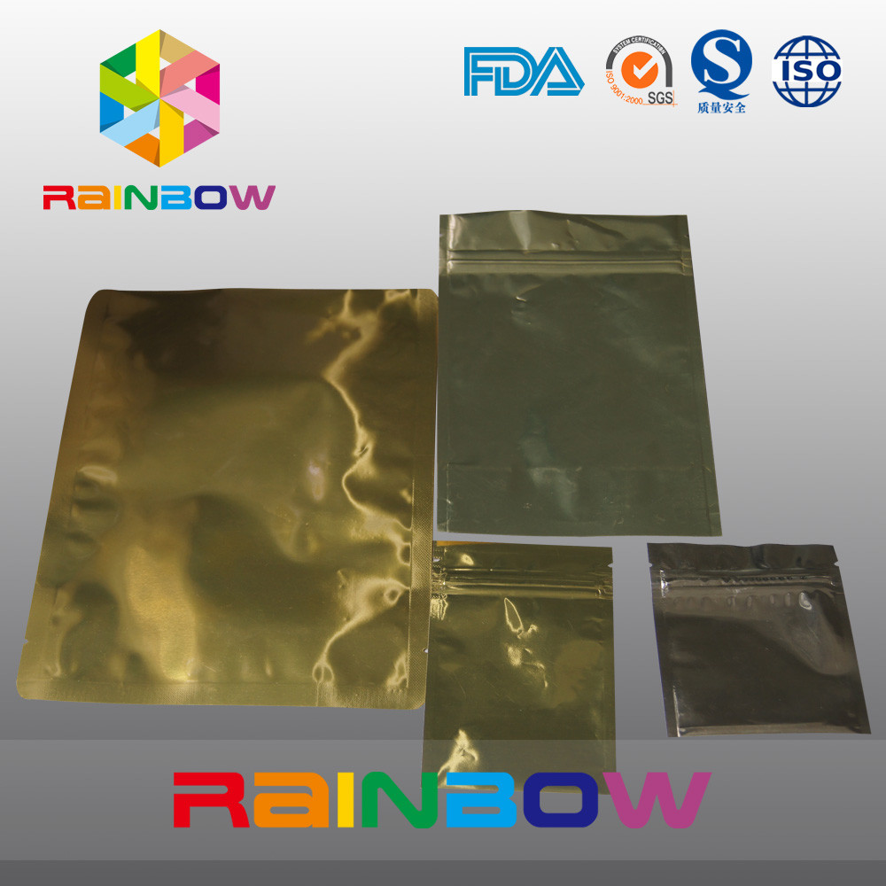 Embalaje estático anti de la bolsa de la cremallera del bolso del papel de aluminio del oro para los productos electrónicos