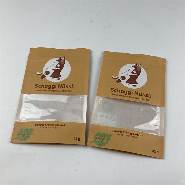 Bolsas de papel que se puede volver a sellar modificadas para requisitos particulares recicladas de Brown Kraft del alimento para animales de las bolsas del soporte para arriba