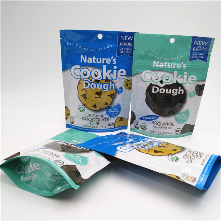 Sello térmico Logotipo personalizado Impreso de pie Bolsa de cremallera Embalaje de alimentos de plástico resealable