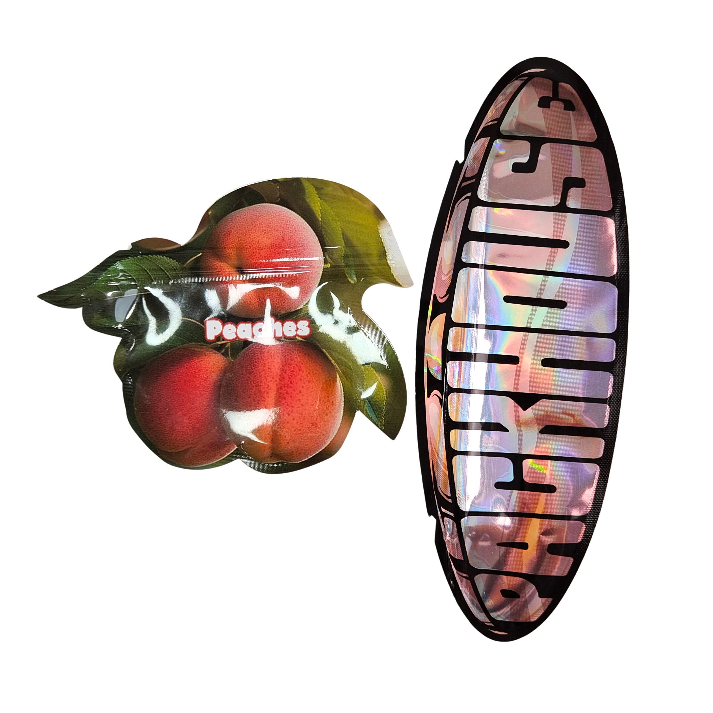 Dentro de bolsas de Mylar impresas para hierbas, tabaco, comestibles, gomitas, galletas, embalaje, bolsas de plástico brillantes termosellables de forma especial