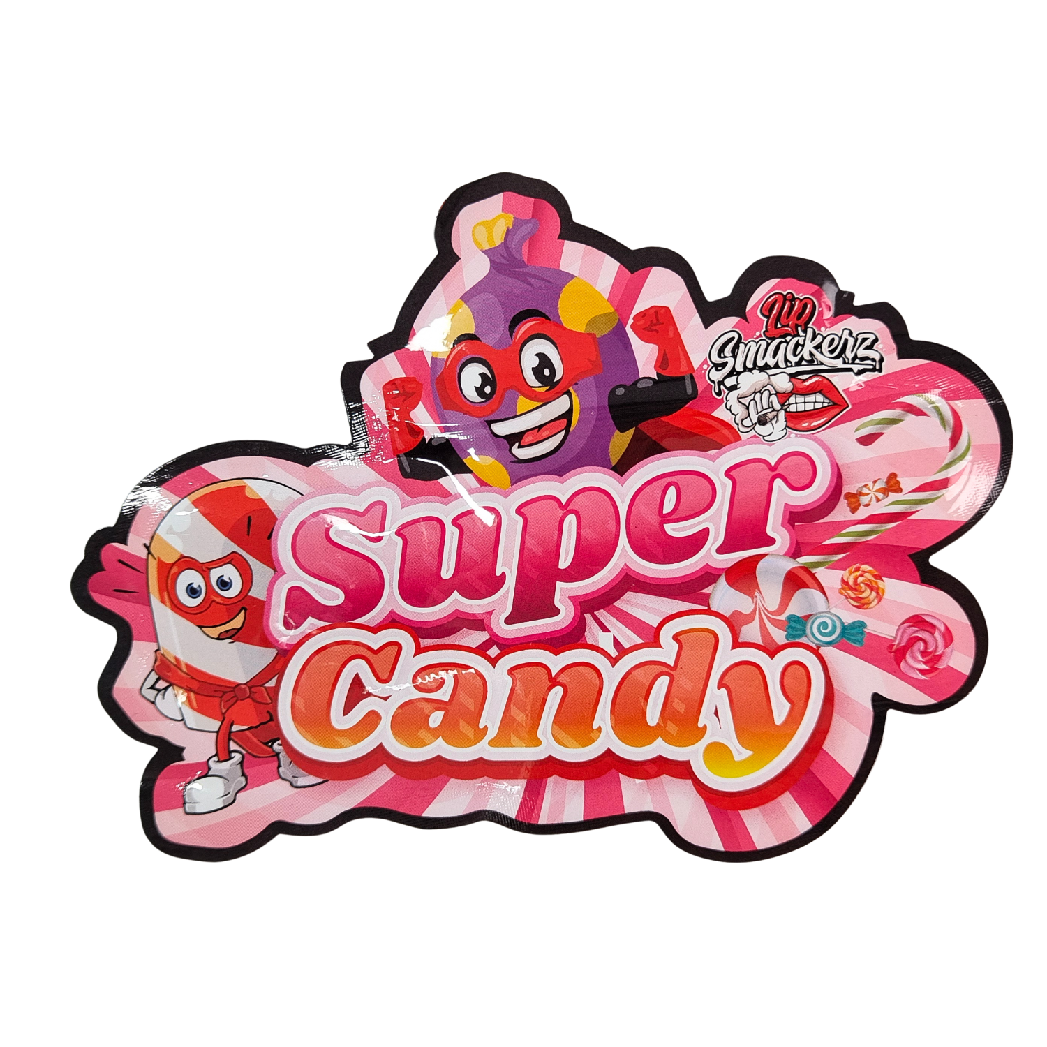 Muere Corte 3.5g Bolsa de plástico Gloss zipper Mylar para hierbas gomosas Envasado de dulces Proof de olor Superficie brillante