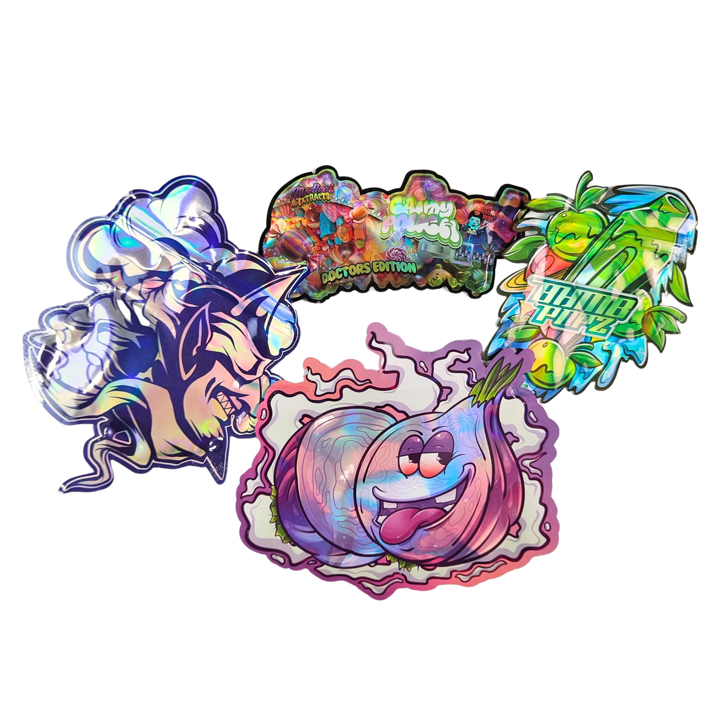 Forma personalizada caja de visualización de 3,5 g bolsas Mylar a prueba de niños bolsas de corte a presión suave para 1 g 3,5 g 7 g 14 g 28 g plástico comestible