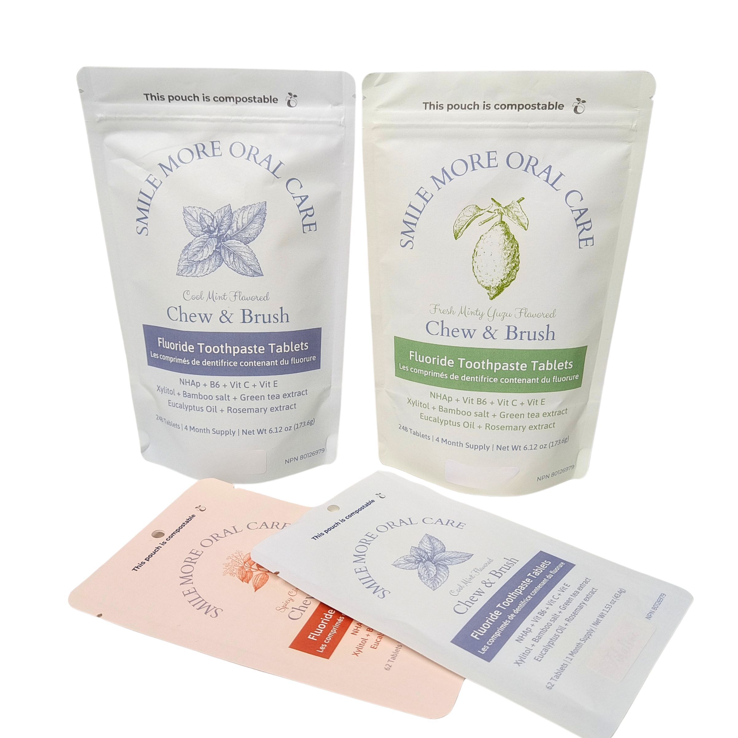 Bolsa de papel Kraft biodegradable Bolsa de pie blanca Bolsa de plástico de cierre con cremallera Para alimentos para mascotas Compostable