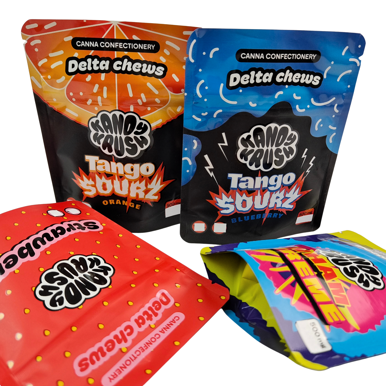 Rainbow Custom Impreso 3.5g 8th Stand Up Mylar Bolsa Comestibles Prueba de olor Bolsa especial en forma para galletas Gummy Cali Pack Combo