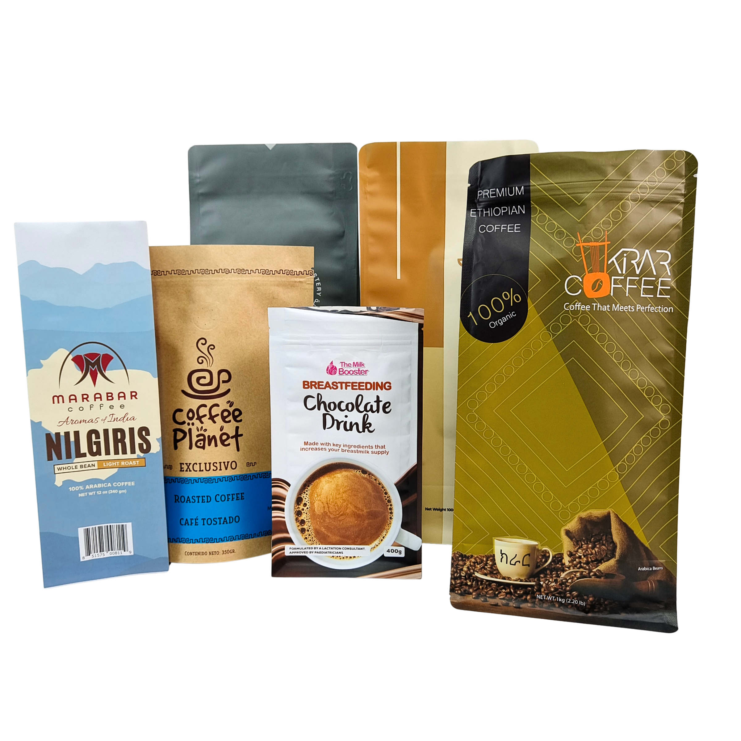 Bolsa de grano de café de cremallera con válvula