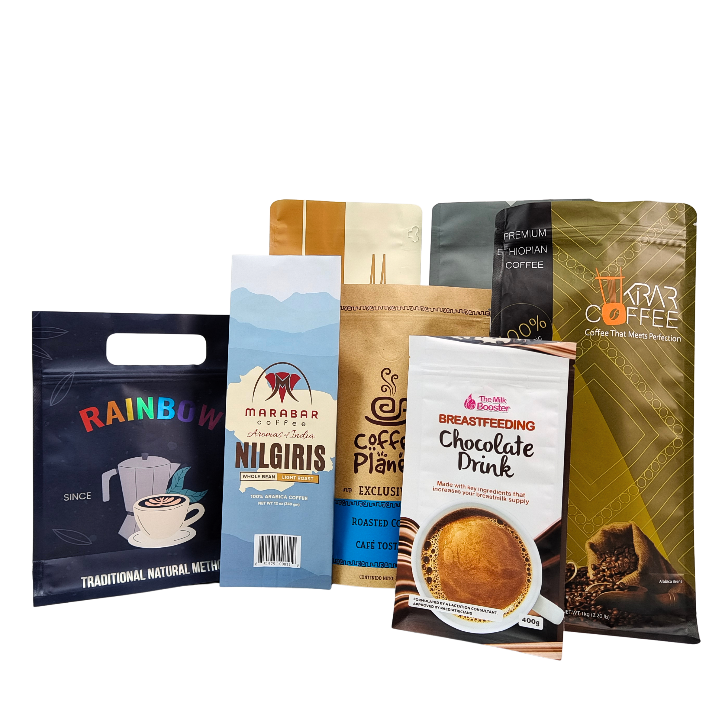 Bolsas de café con válvula y fuelle lateral, personalizadas y resellables