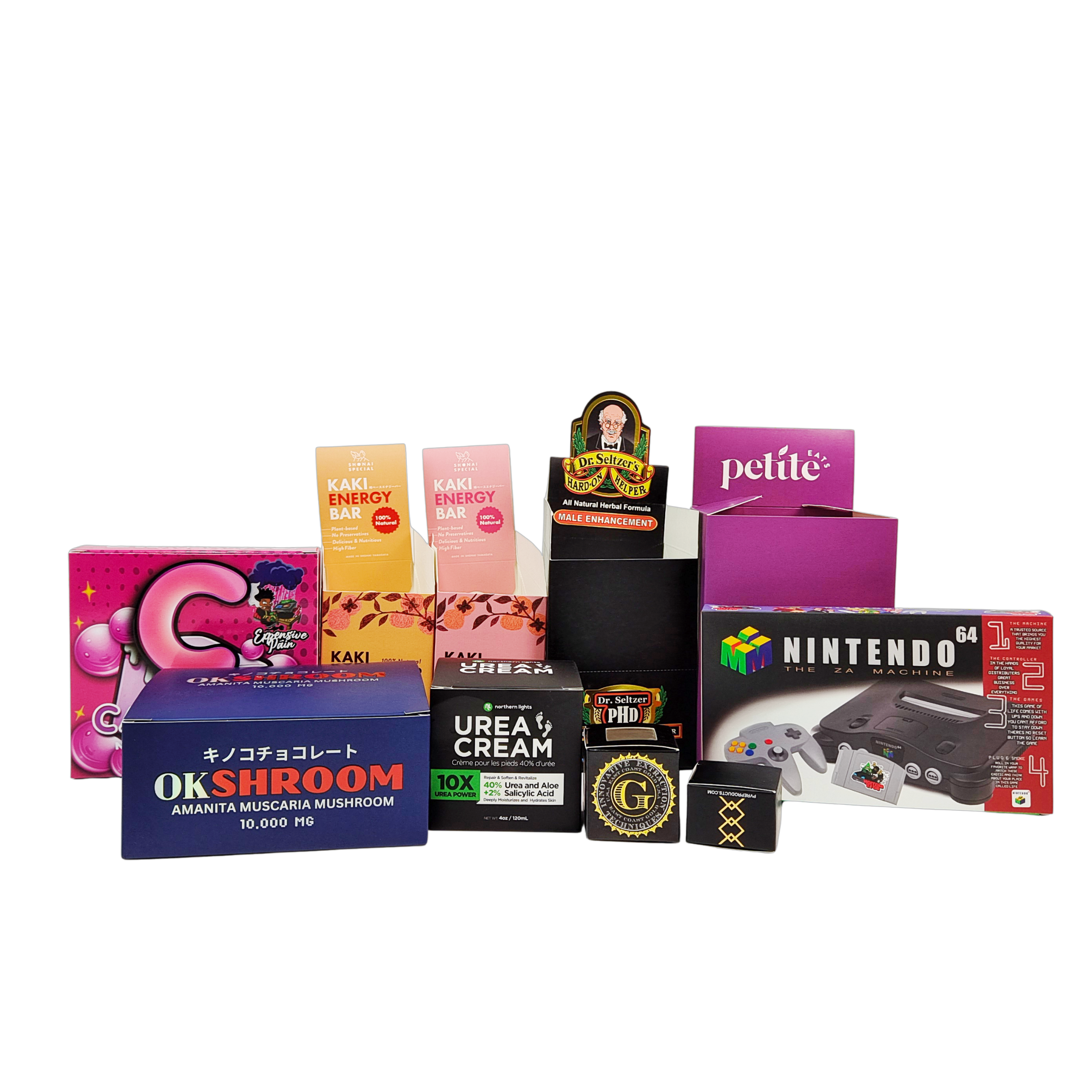 Caja de papel kraft plegable personalizada con cartón de 350 g para exhibición en mostrador minorista