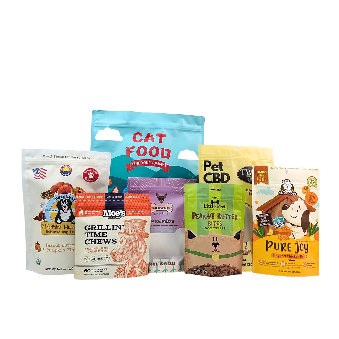 Bolsa reutilizable y ecológica con soporte, de 50-200 micras de grosor, para envasado de alimentos para mascotas