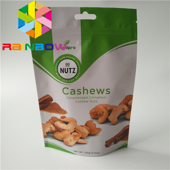 Embalaje personalizado de bocadillos laminado en papel 100 g Mylar k para galletas / frutas secas