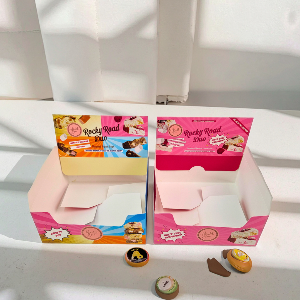 Caja de presentación de estampado en caliente biodegradable con logotipo personalizado para exhibición de cartón de mostrador de dulces de chocolate