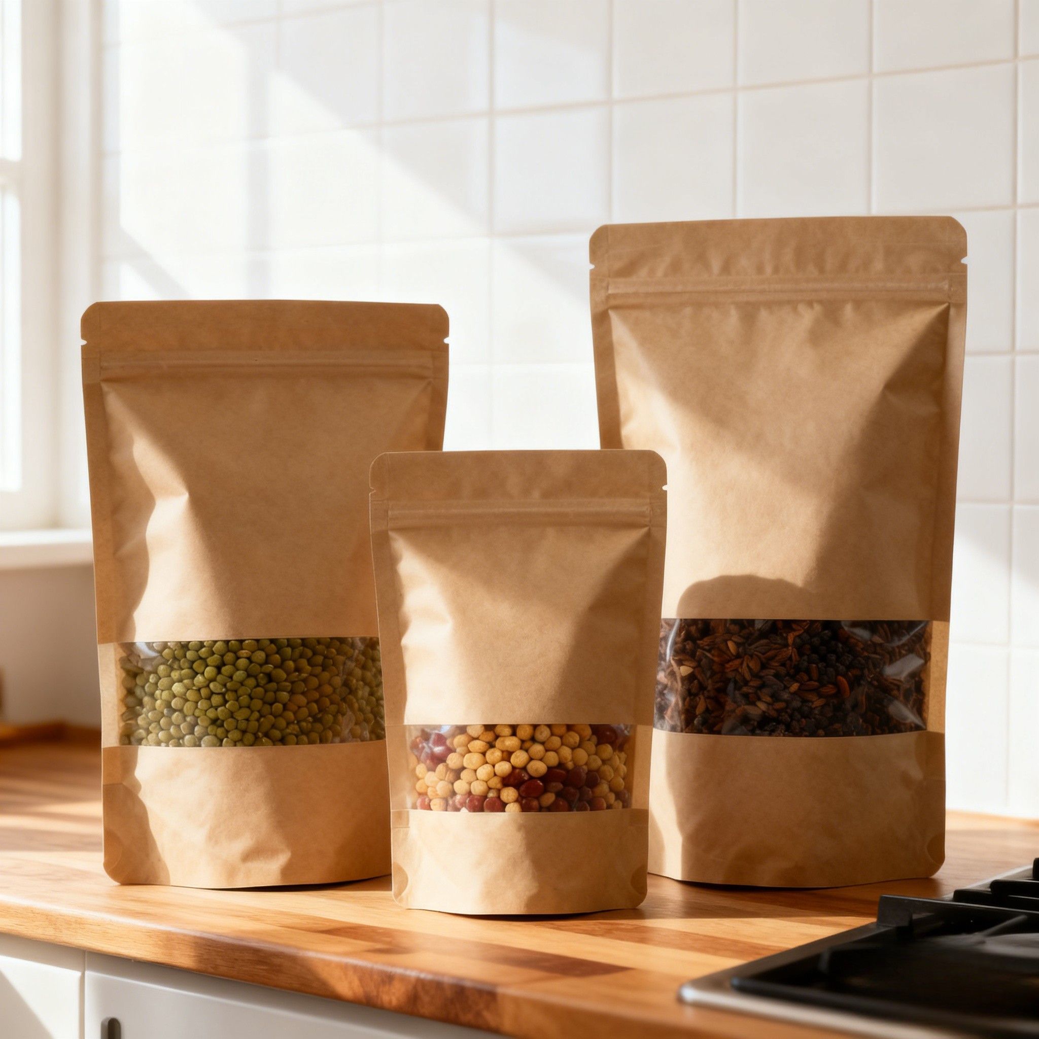 Bolsa de papel Kraft biodegradable a prueba de humedad para envases de alimentos