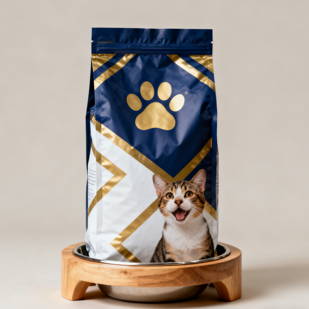 Envasado de alimentos biodegradables personalizados para piensos, bolsas Mylar, bolsa con escudete lateral, bolsa con cremallera para alimentos para mascotas, perros y gatos, con válvula